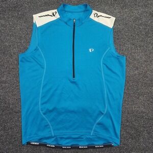 Pearl Izumi Mens Large Blue Cycling Jersey Sleeveless Quarter Zip Breathable